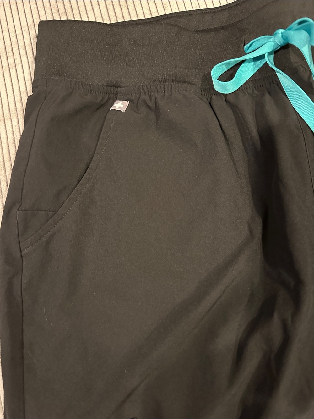 Figs Black Jogger Pants with Teal Drawstring - Picture 8 of 12